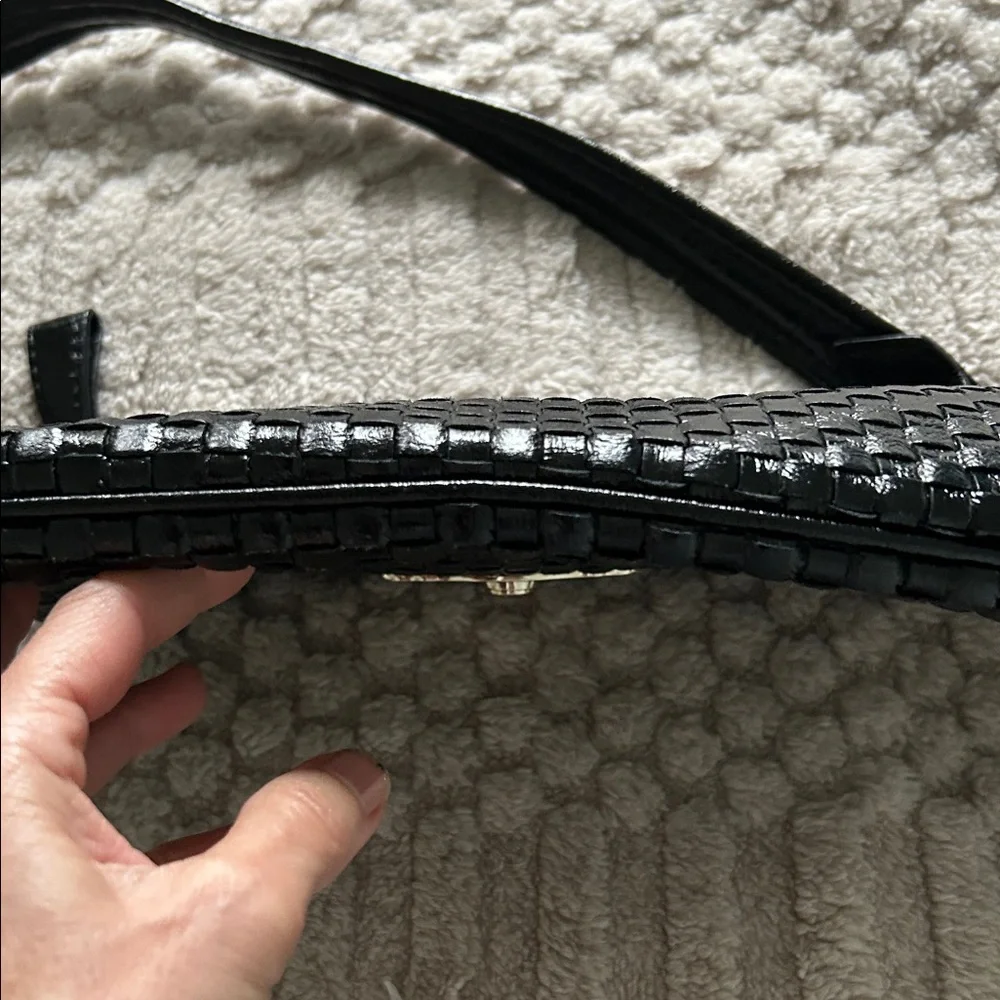 Elliott Lucca Shiny Black Woven Shoulder Bag